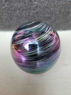 Balos Art Glass - Mouth Blown Purple Iridescent Paperweight